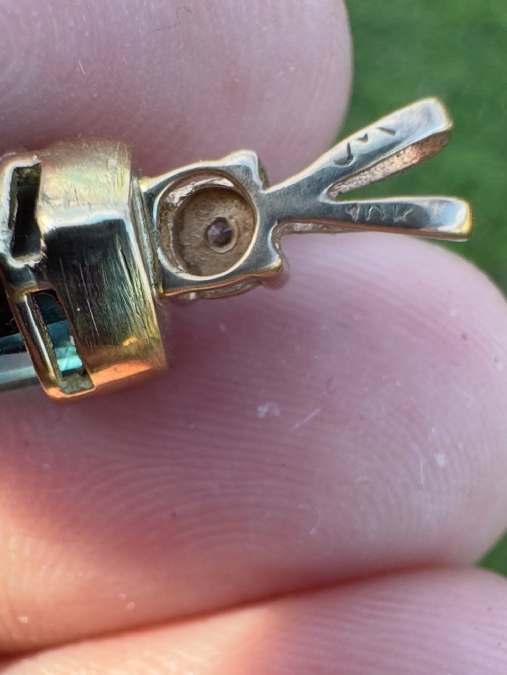 Solid 10k gold RARE Handmade genuine clean tourmaline/diamond pendant high end - Picture 7 of 11